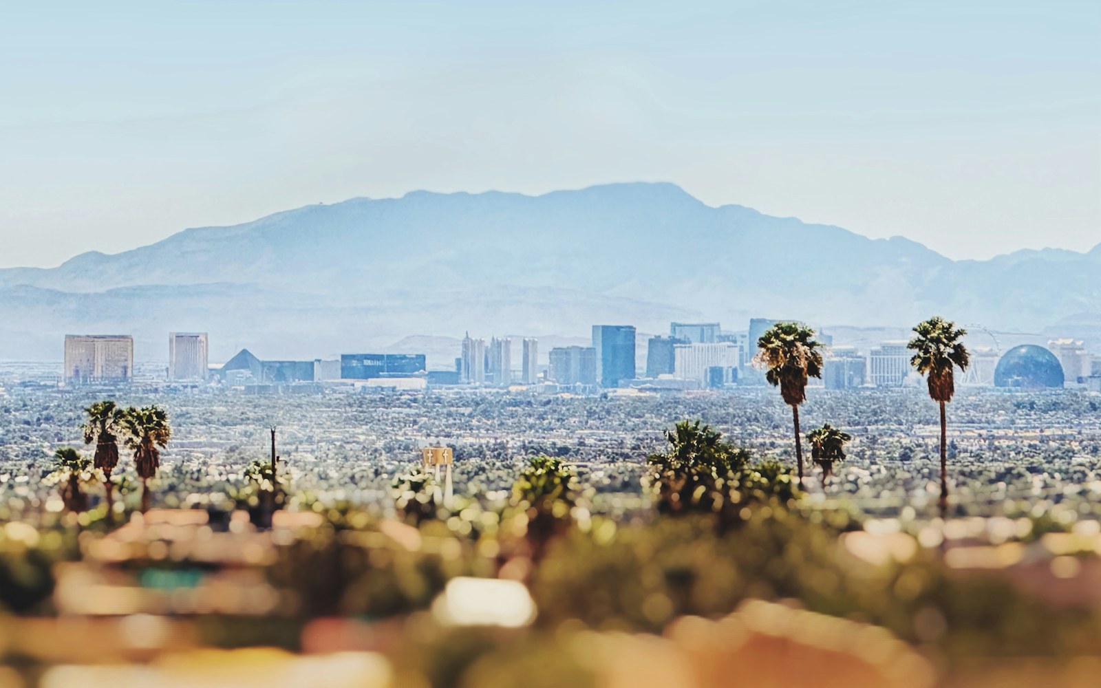 Daytime view across the Las Vegas valley toward the skyline and surrounding mountains, the Nevada market where creditors pursue unpaid commercial invoices