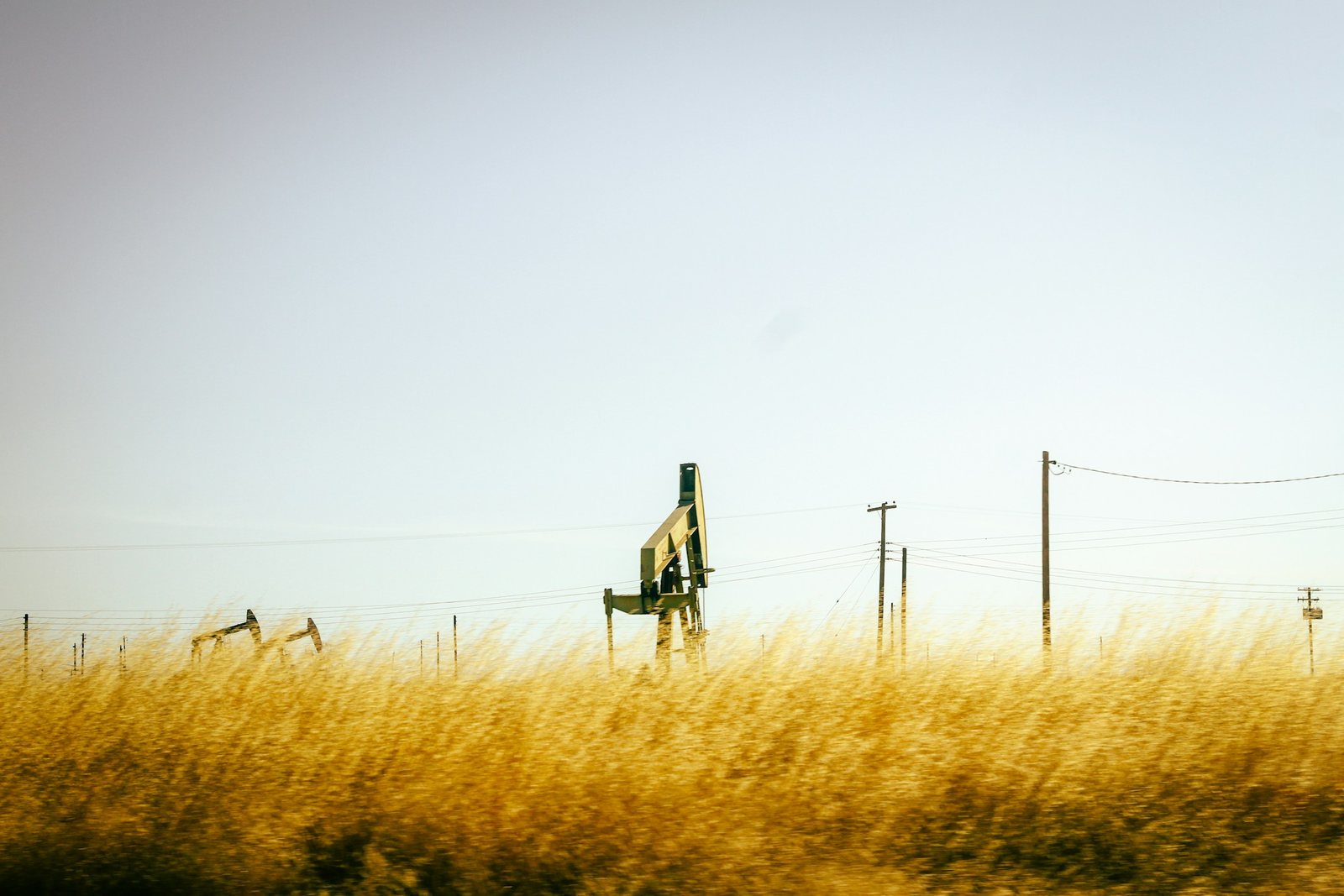 Pump jacks standing in a field of tall golden grass under an open western sky, the kind of producing location where field service crews run up invoices that age long after the work is finished
